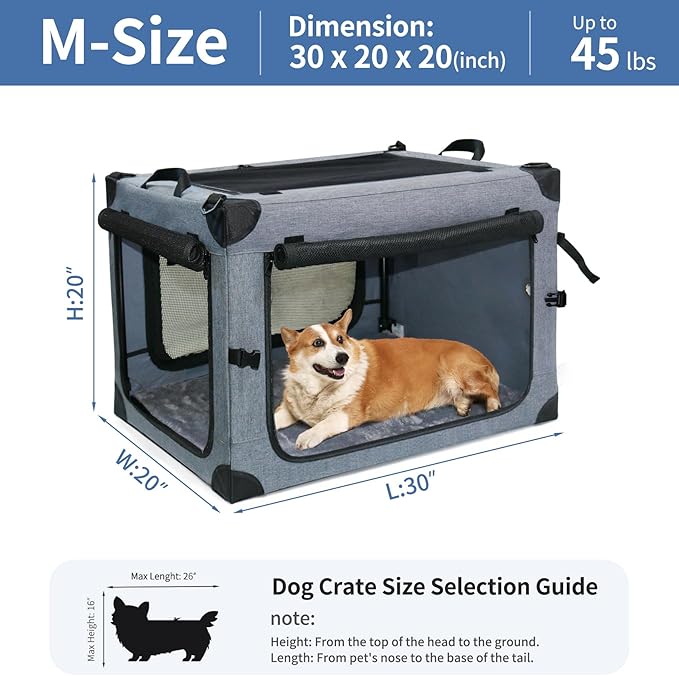 NEZUC Collapsible Dog Crates for Large Dogs Portable Soft Sided Travel Dog - Image 6