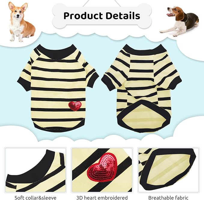 Dog Shirts for Large Dogs Cats, Dog Striped T-Shirts Dog Vest Pet Apparel Tee - Image 2