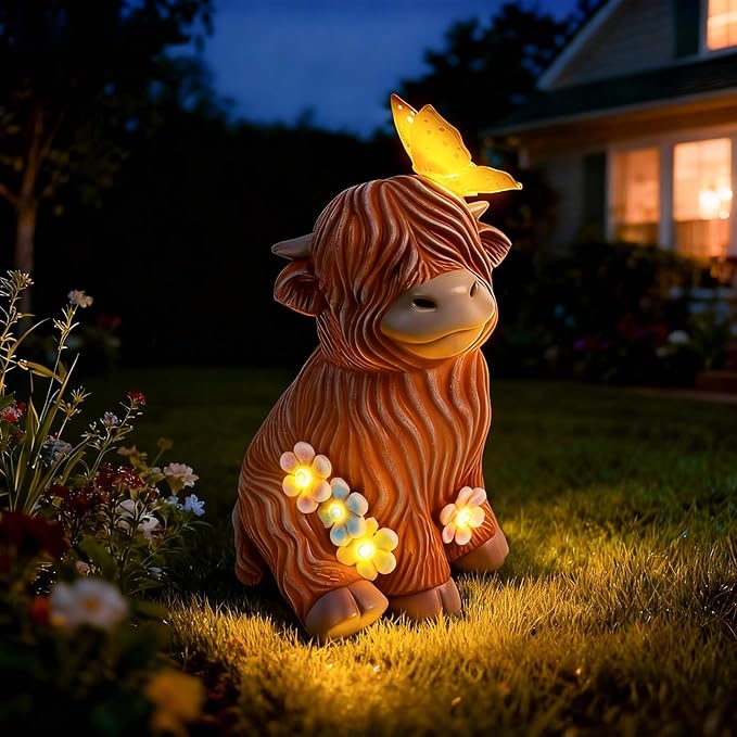 9.1" Highland Cow Garden Statue by Loungelore
