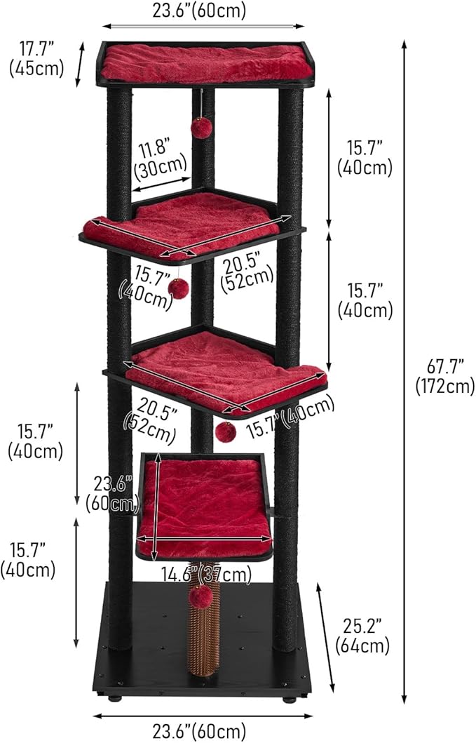 FourFurPets Heavy Duty Cat Tree, 67.7" Cat Tree - Image 4