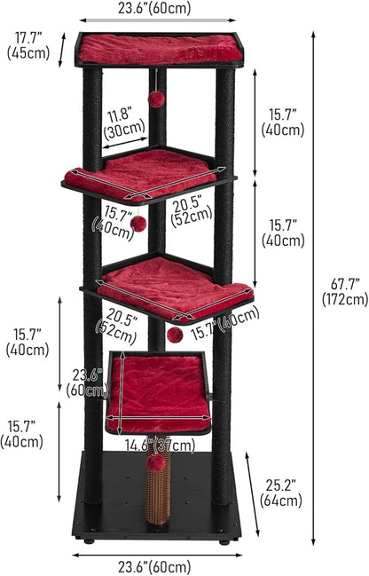 FourFurPets Heavy Duty Cat Tree, 67.7" Cat Tree - Image 4