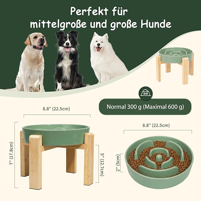 Elevated Slow Feeder Dog Bowl Large Breed, 8.8 Inch Ceramic Slow Eating Bowl - Image 2