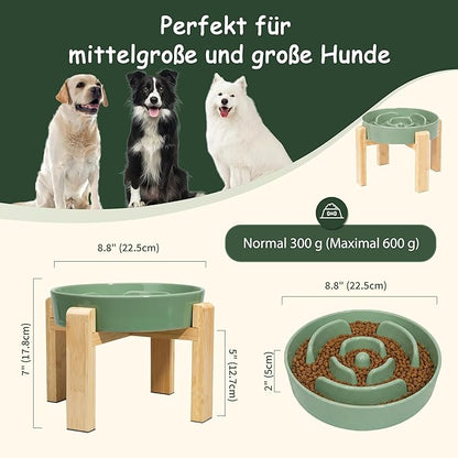 Elevated Slow Feeder Dog Bowl Large Breed, 8.8 Inch Ceramic Slow Eating Bowl - Image 2