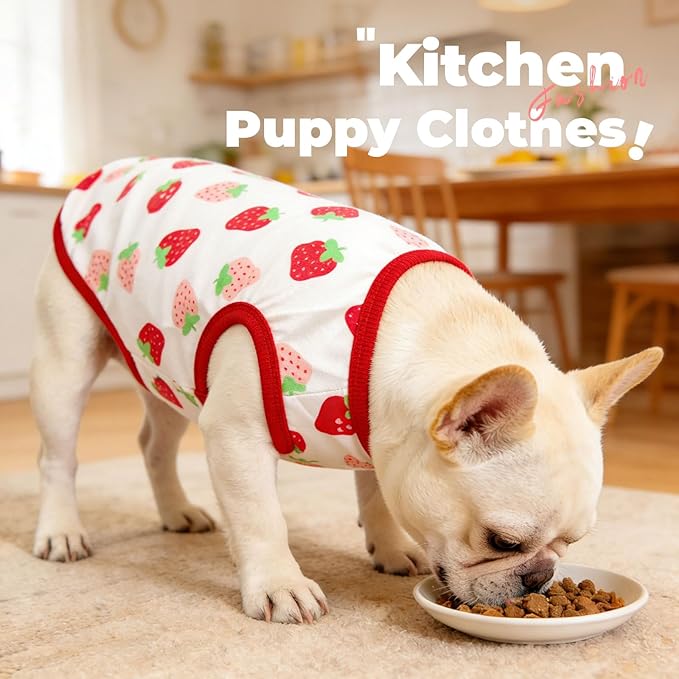PETCARE Cartoon Dog Shirts for Small Dogs Cute Dog Clothes Red Strawberry - Image 5