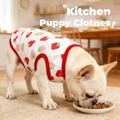 PETCARE Cartoon Dog Shirts for Small Dogs Cute Dog Clothes Red Strawberry - Image 5