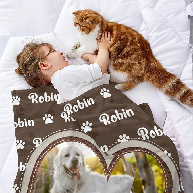 Personalized Dog Blankets with Name Photos, Custom Paw Print Blanket - Image 4