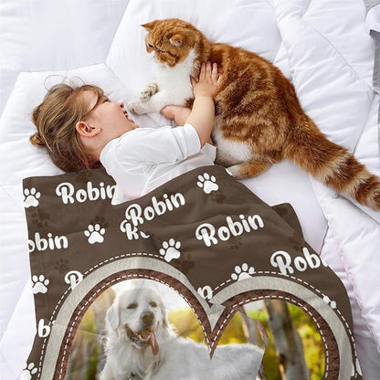 Personalized Dog Blankets with Name Photos, Custom Paw Print Blanket - Image 4