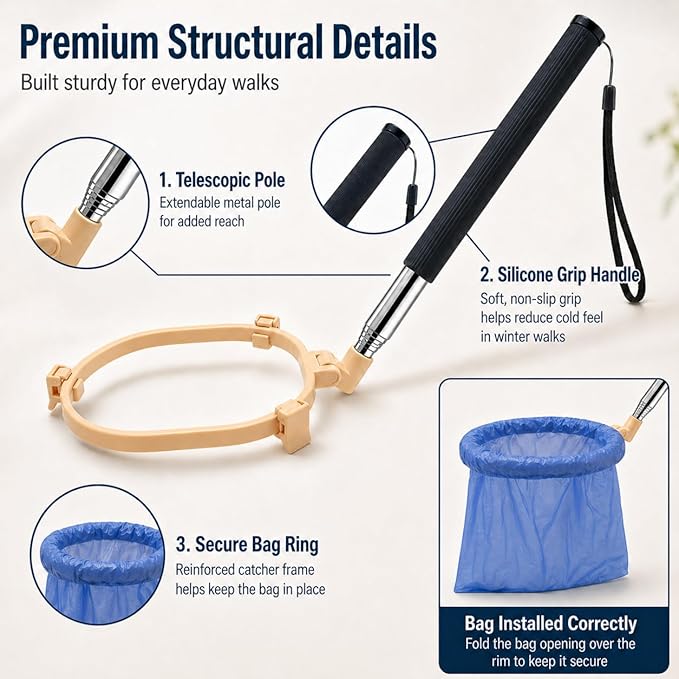 Pooper Scooper for Dogs, Hands-Free Pet Waste Pickup Tool, Foldable 8 Inch - Image 4