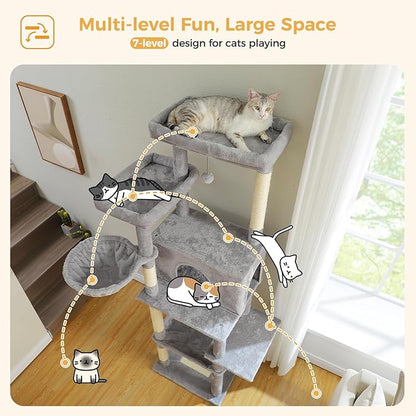 PAWZ Road Tall Cat Tree, 73 Inches Large Cat Tower - Image 6