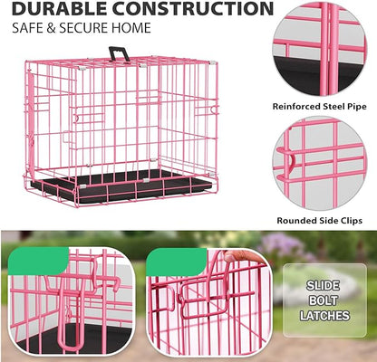 BestPet | Dog Crate | 18" | Pink | Foldable Metal Kennel - Image 4