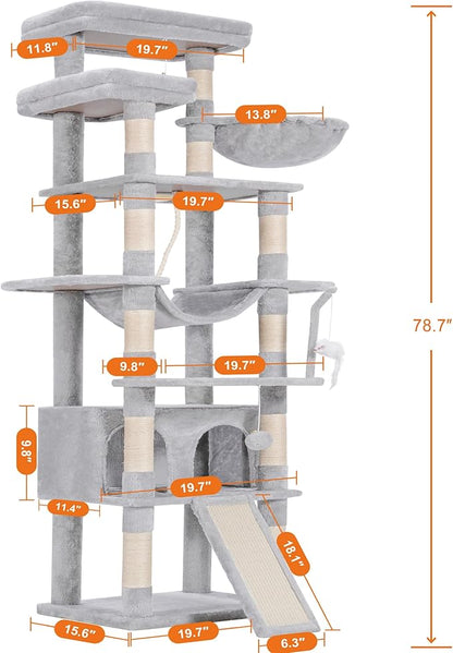 Heybly Tall Cat Tree, 78-inch Multi-Level Cat Tower - Image 5