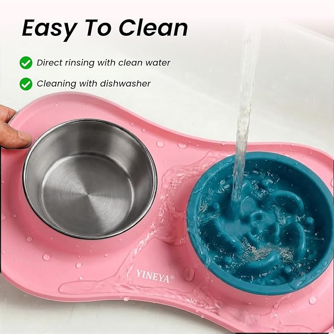 YINEYA 3 in 1 Slow Feeder Dog Bowls & Stainless Steel Food and Water Bowl - Image 5