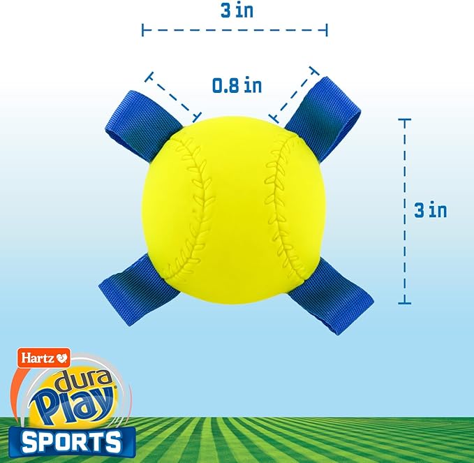 Hartz Dura Play Sports Baseball Dog Toy, Bacon Scented Squeaky Latex Yellow & - Image 5