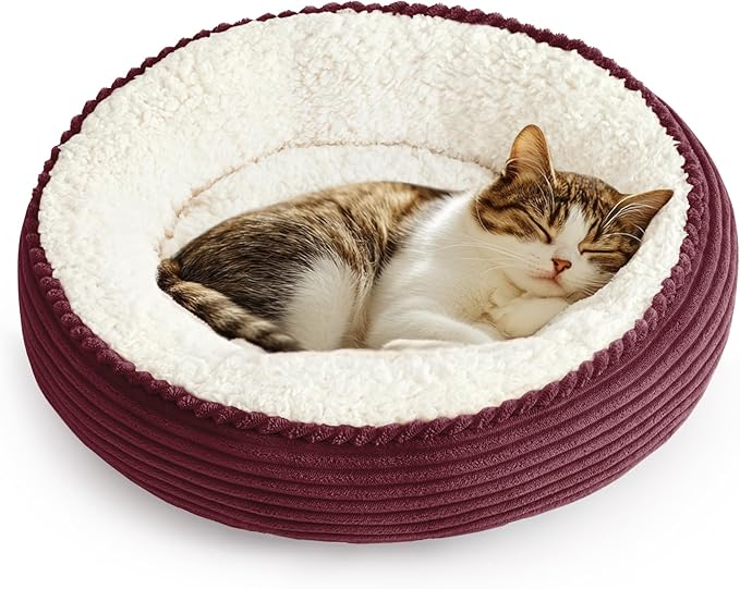 Love's cabin Round Donut Cat and Dog Cushion Bed, 20in Pet Bed by Lovescabin