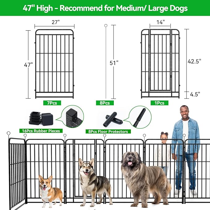 Kfvigoho Heavy Duty Dog Playpen: 8 Steel Panels 47" Height, Square Steel Pipe - Image 4