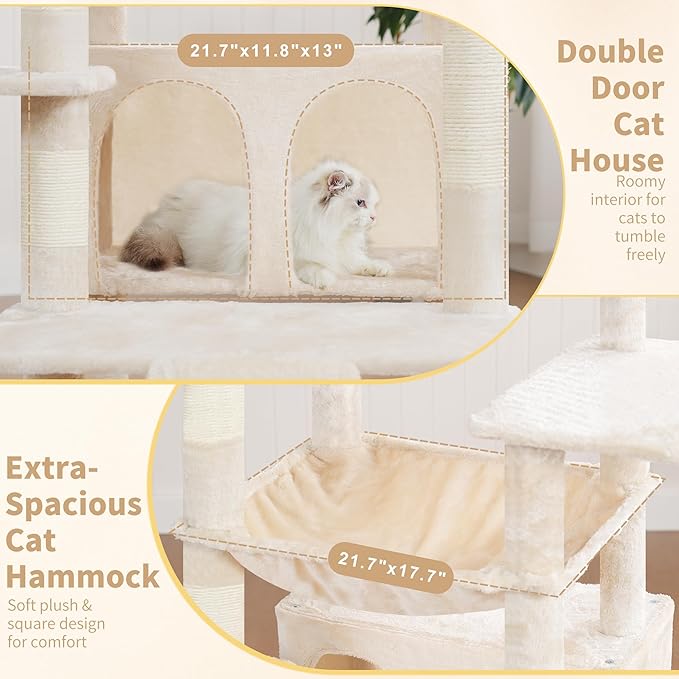 Heybly Tall Cat Tree for Large Cat, 80-inch Multi-Level Cat Tower for Indoor - Image 3