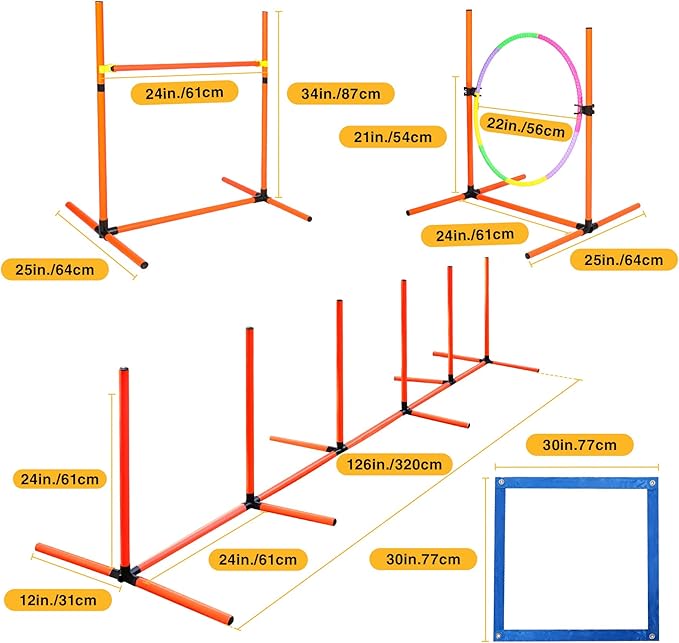Dog Agility Course Backyard Set, 4 Sets Pet Agility Training Equipment - Image 2
