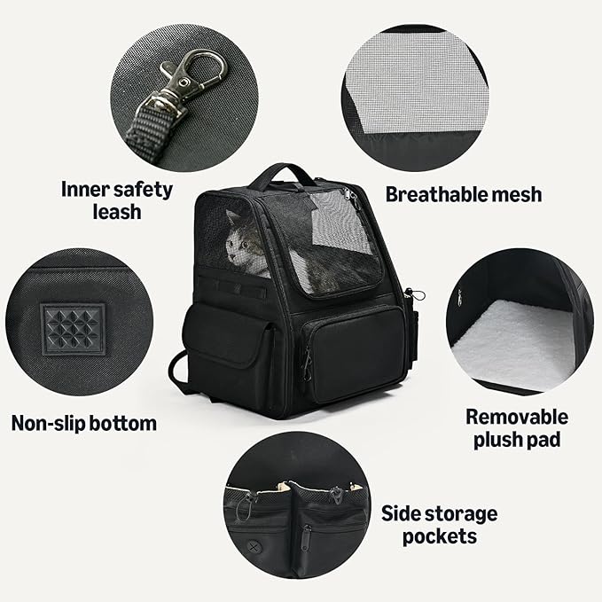 Amazon Basics Pet Backpack for Cats & Small Dogs, Collapsible Travel Carrier - Image 6
