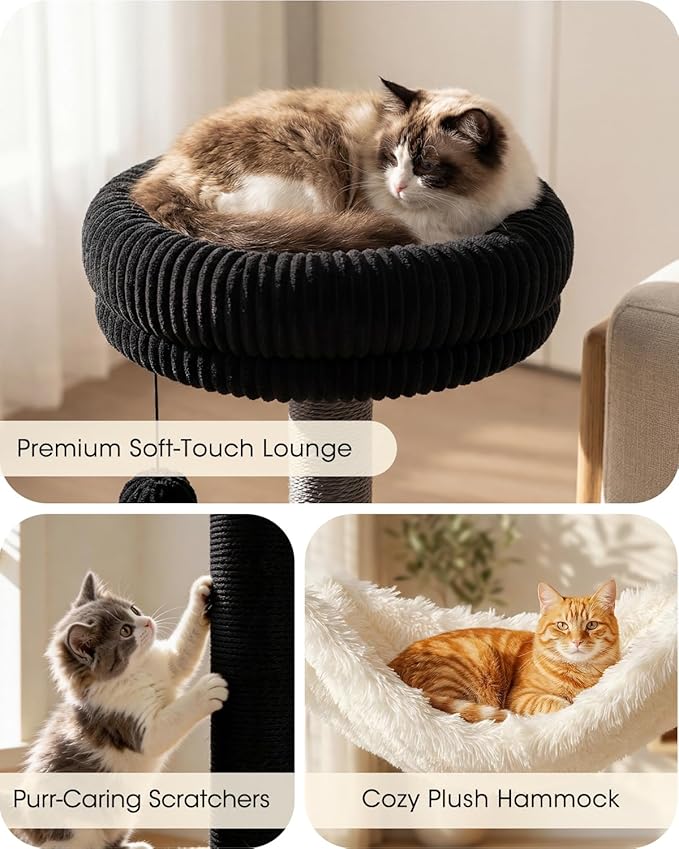 61" Modern Cat Tree Tower for Indoor Cats, Luxury Climbing Tower - Image 3