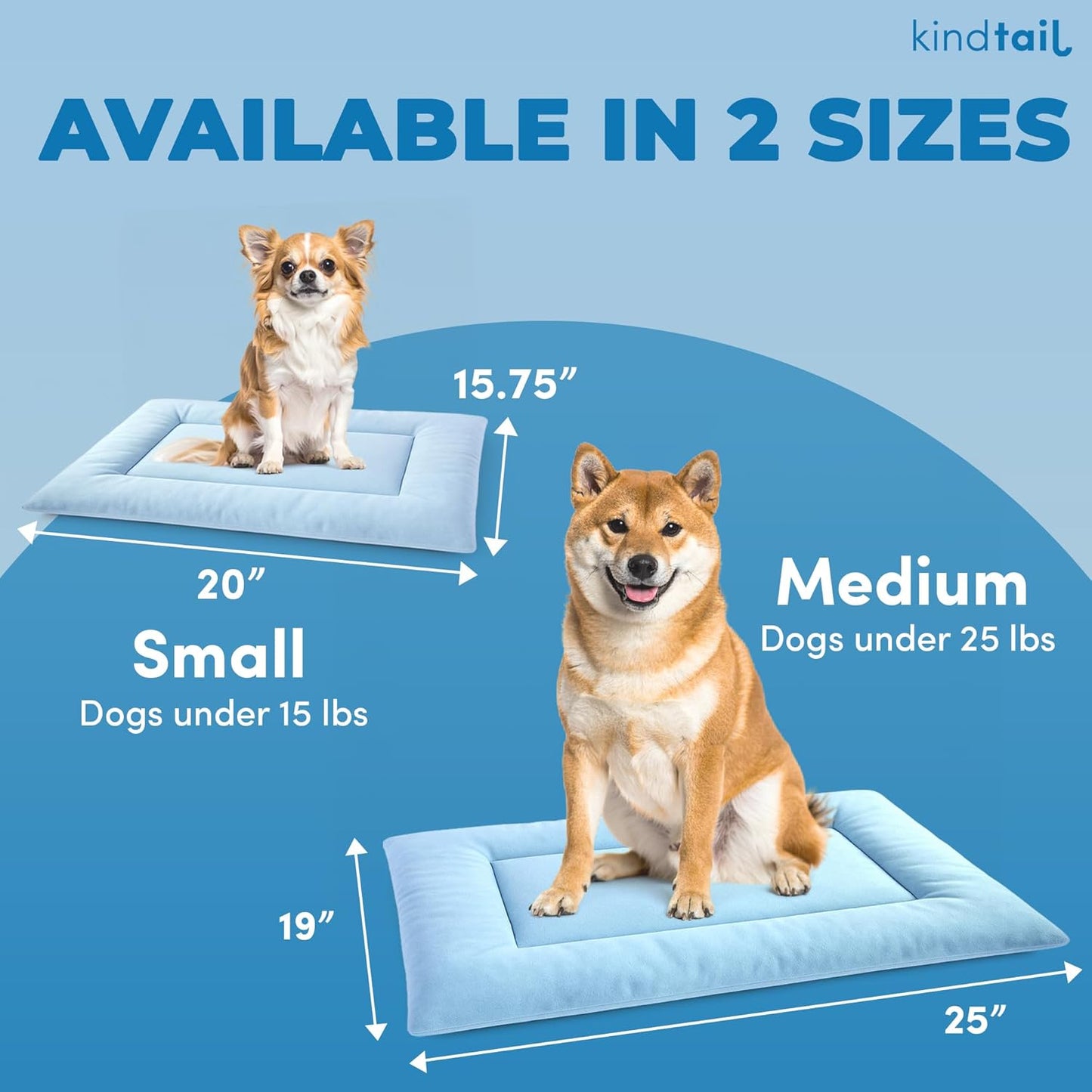 KindTail Dog Crate Pad - Soft Velvet, Reversible Bed - Machine Washable Kennel Mat for Pets up to 25 lbs - Mattress for Cozy Sleeping - 25” x 19” x 1” (Light Grey, Medium)