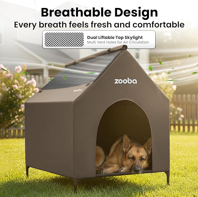 Zooba 48" XL Outdoor Dog House – Weatherproof Elevated Pet Shelter, Breathable - Image 4
