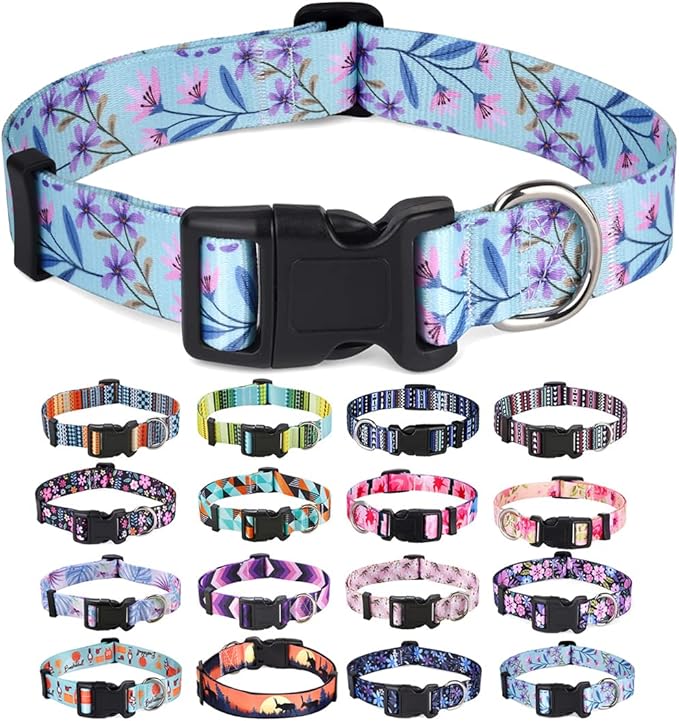 Mihqy Dog Collar with Bohemia Floral Tribal Geometric Patterns by Mihqy