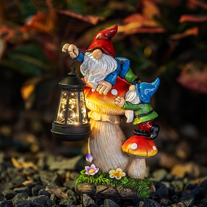 C&Y&G&X Solar Garden Gnome Statue, Waterproof Outdoor Mushroom Decor - Image 9
