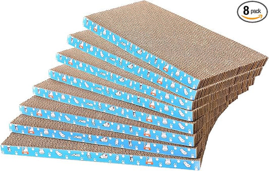 8 Packs in 1 Cat Scratch Pad, Cat Scratcher Cardboard, Reversible, Durable by Mankaide