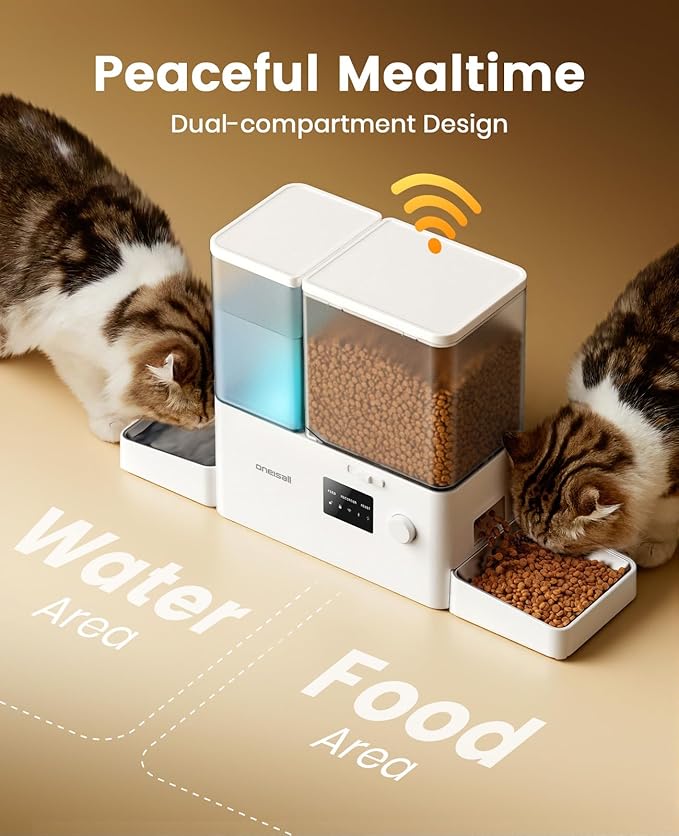 oneisall WiFi Automatic Cat Feeder and Water Dispenser, 2-in-1 Timed Cat Feeder - Image 5