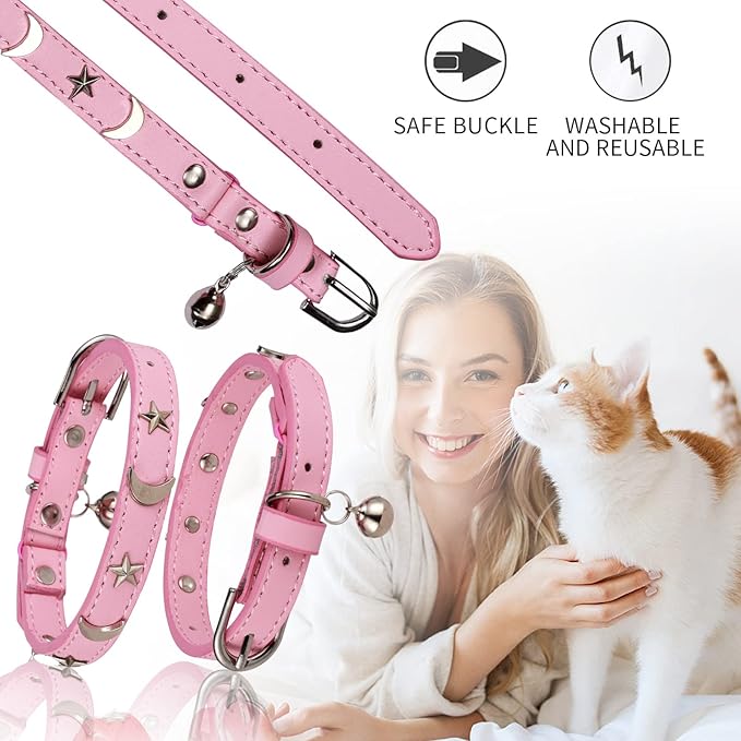CHUKCHI Leather Cat Collars for Boy Girl Cats - Image 4