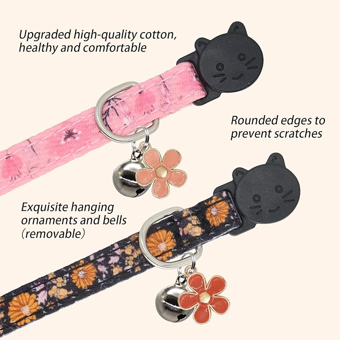 Cat Collar Breakaway, 2 Pack Cotton Kitten Collars - Image 5