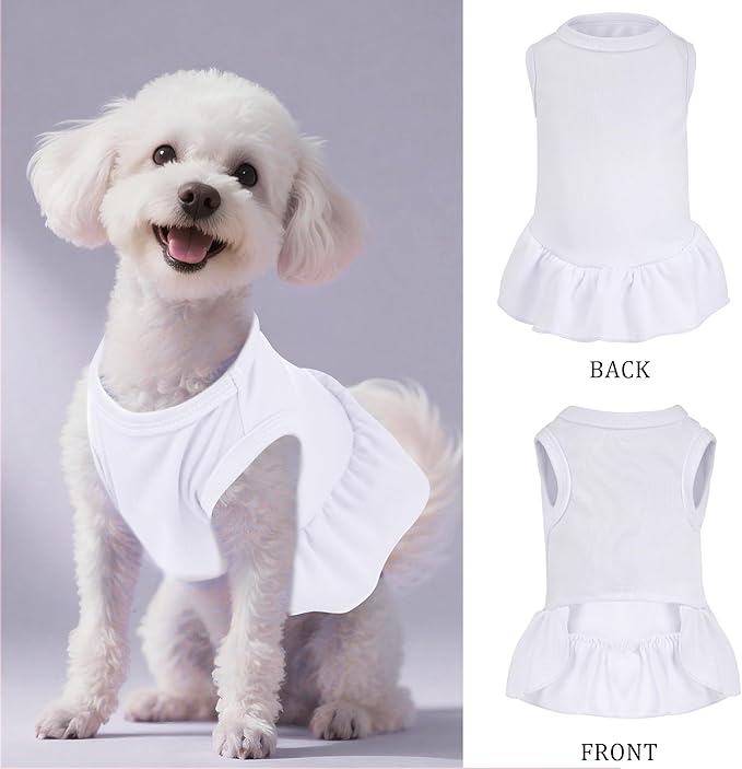 2 Pcs Dog Dresses Cat Skirt Solid Color Dog Clothes Summer Sleeveless Puppy - Image 2