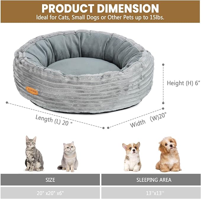CANMIL Cat Bed, Cat Bed for Indoor Cats, 20’’ Donut Cat Bed for Cats and Small - Image 5