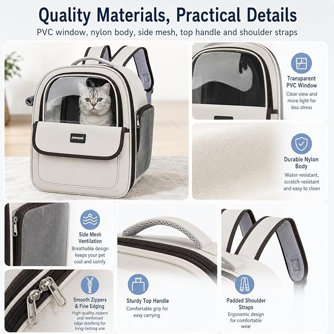 Cat Carrier Backpack for Cats&Small Dogs, Airline Approved TSA Foldable Pet - Image 9