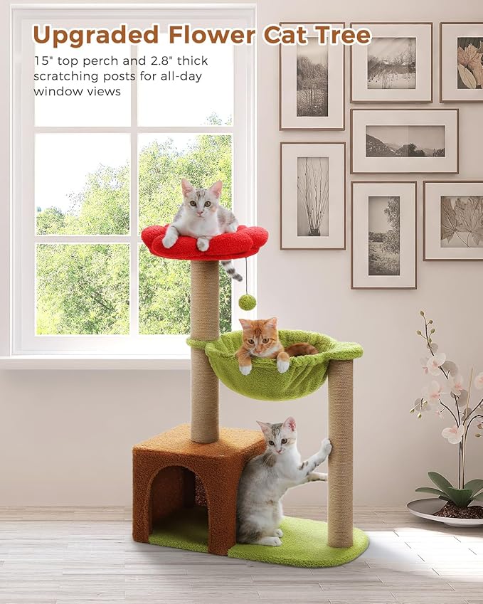 MUTTROS Flower Cat Tree with Sisal Scratching Posts, Cat Condo with Removable - Image 7