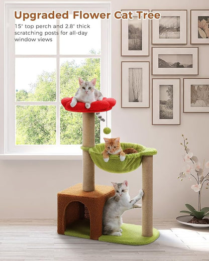 MUTTROS Flower Cat Tree with Sisal Scratching Posts, Cat Condo with Removable - Image 7
