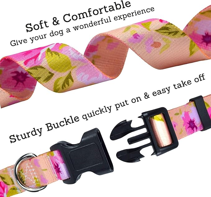 Mihqy Dog Collar with Bohemia Floral Tribal Geometric Patterns - Image 4