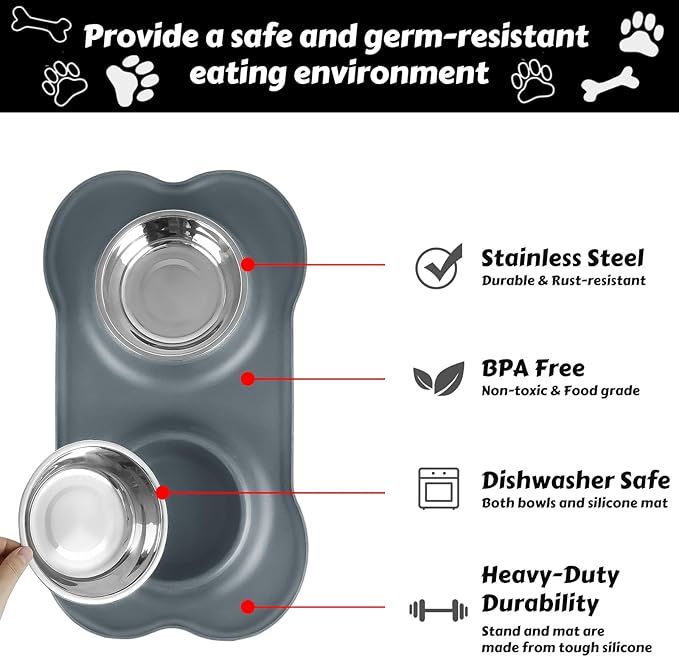 AsFrost Dog Food Bowls Stainless Steel Dog Food & Water Bowl Set - Image 2