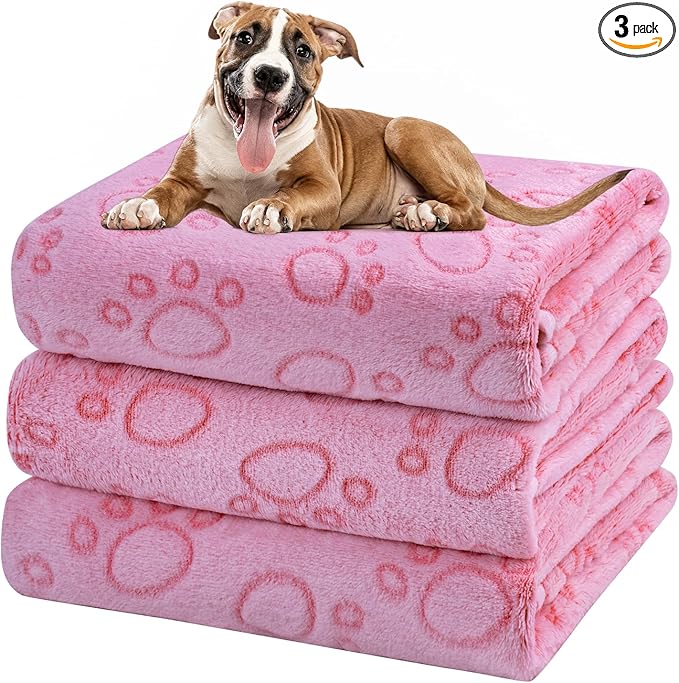 Dono 1 Pack 3 Dog Blankets, Soft Fluffy Fleece Pet Blanket Warm Sleep Mat Paw by Dono