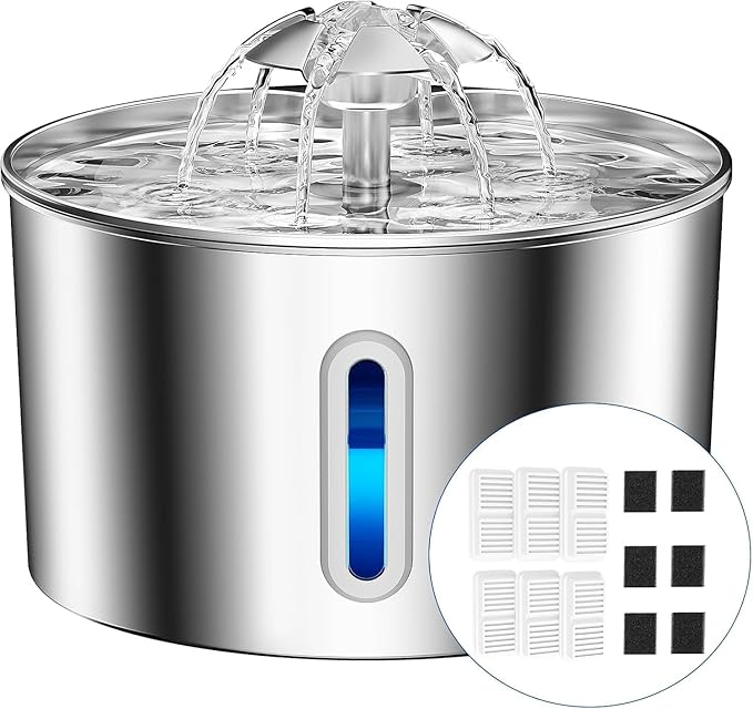 Cat Water Fountain Stainless Steel - 74oz/2.2L Automatic Large Pet Watering by CatWaterFountain