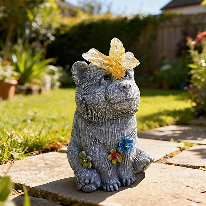 Solar Baby Bear Garden Statue - Image 7