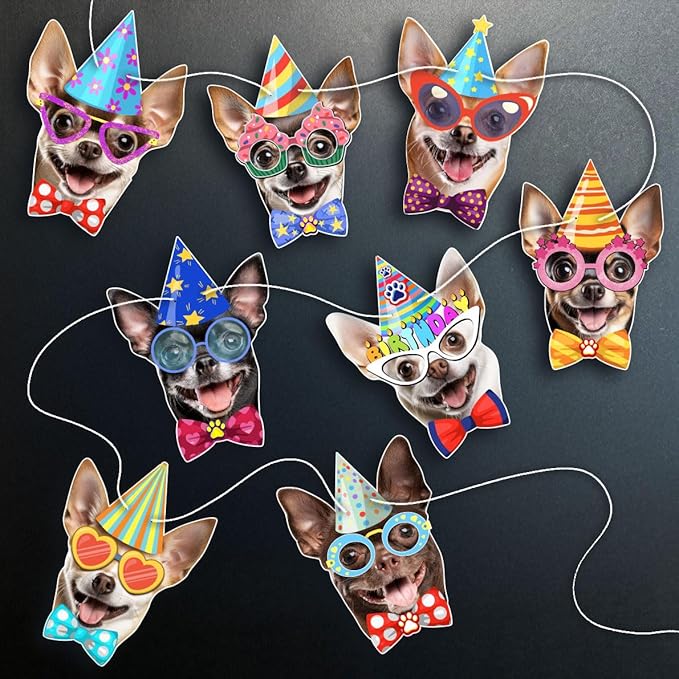 Chihuahua Birthday Garland — Photographic Chihuahua Faces Birthday Banner - Image 5