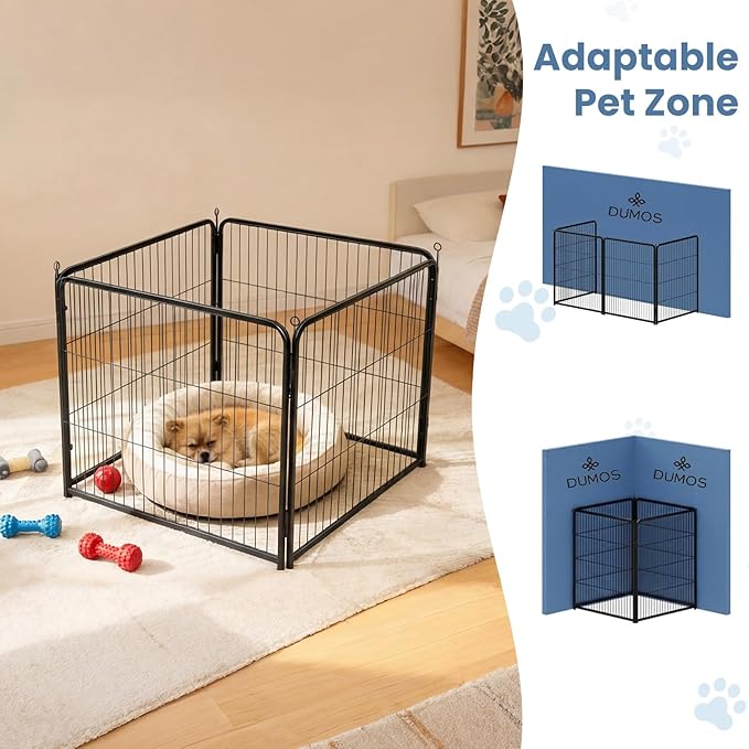 DUMOS Dog Playpen Indoor, Metal 40 Inch 4 Panels Foldable Pet Fence - Image 8