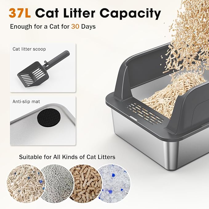 2PACK Stainless Steel Litter Box, Extra Large Litter Boxes - Image 6