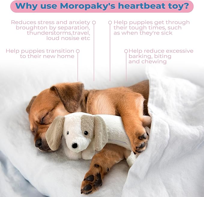Moropaky Heartbeat Puppy Toy for Dogs, Heartbeat Stuffed Animal for Anxiety - Image 2