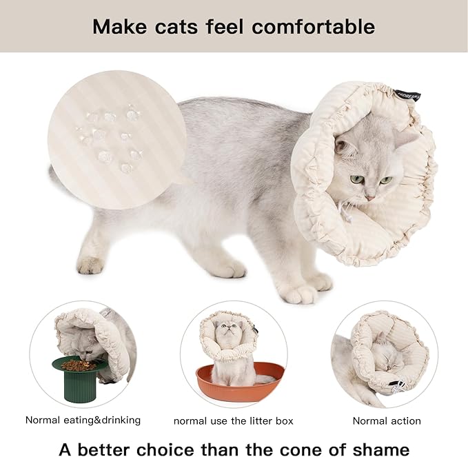 H HIDREAM Soft Cat Cone Collar， Cute Adjustable Cat Recovery Collar，Elizabethan - Image 2
