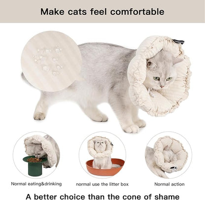 H HIDREAM Soft Cat Cone Collar， Cute Adjustable Cat Recovery Collar，Elizabethan - Image 2
