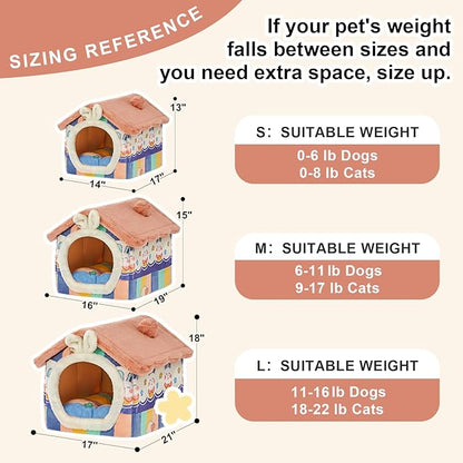 JIUPETY Cute Small Dog House Indoor, Foldable House Kennel Bed Mat - Image 7