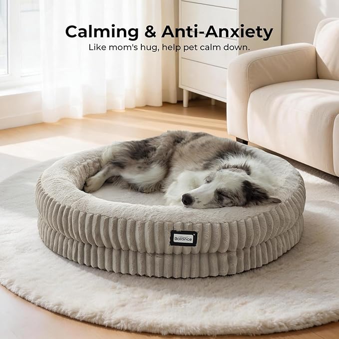 BALANCE Donut Dog Bed, 36 Inches Round Dog Bed Large Size Dogs Washable - Image 3