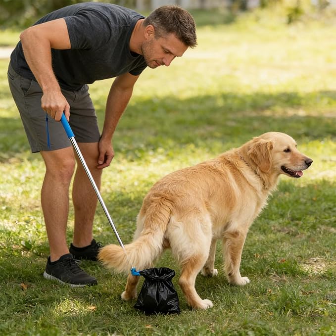Dog Poop Scooper, 35.4 Inch Retractable Stainless Steel Handle, - Image 4